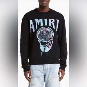 Amiri Crystal Ball Cashmere & Cotton Crew Neck Sweater Size Small